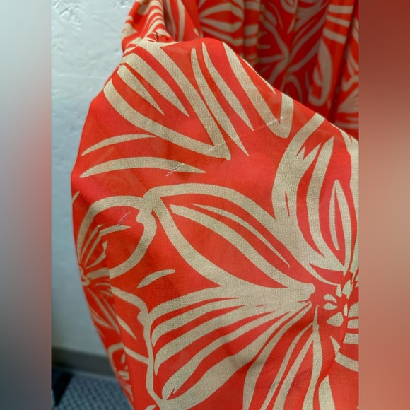 Toccin x RTR V-Neck Long Sleeve Maxi Dress. Orange and Tan Size 6 - Picture 8 of 10